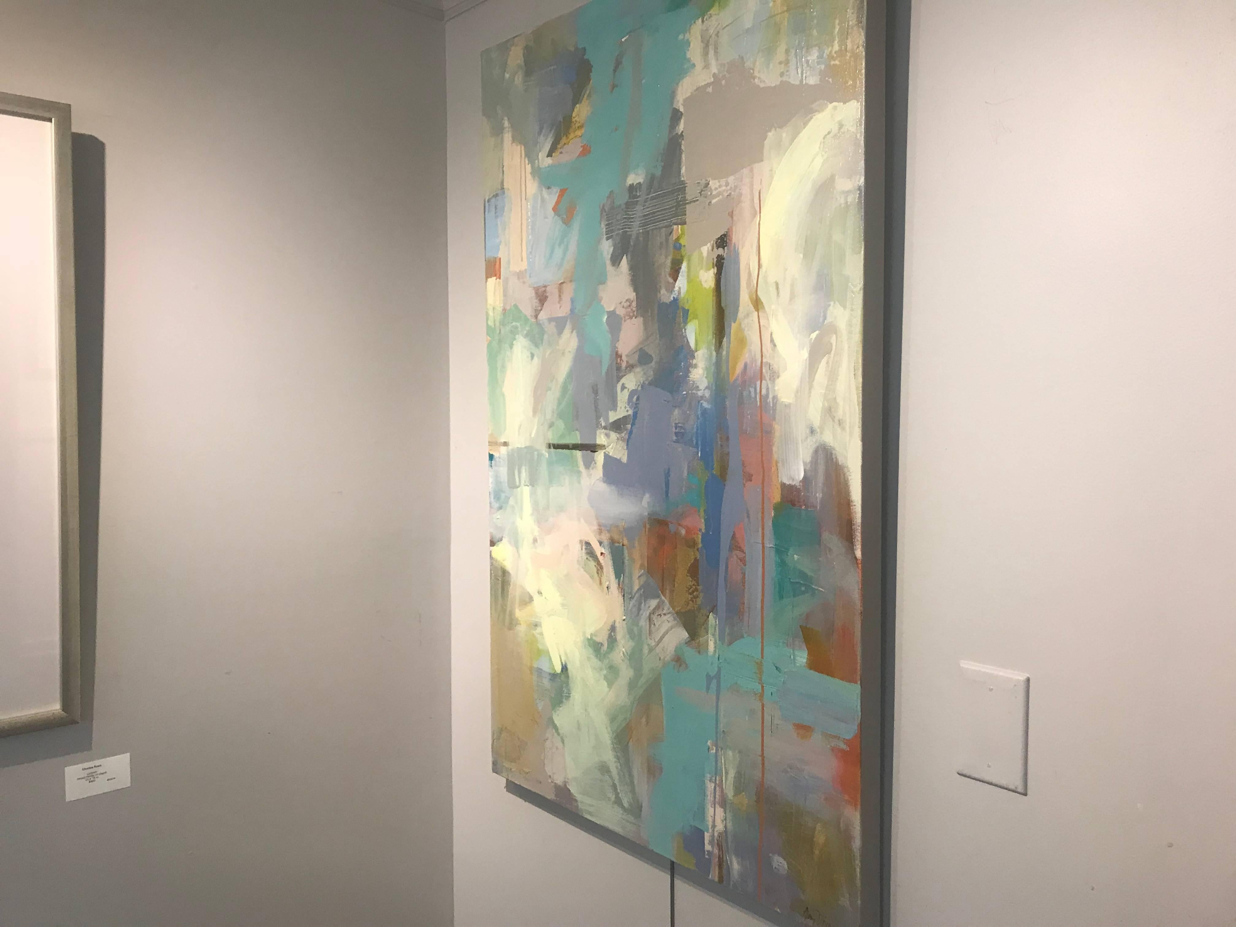 Mindful II, Vertical Abstract Acrylic and Ink on Canvas Painting 1