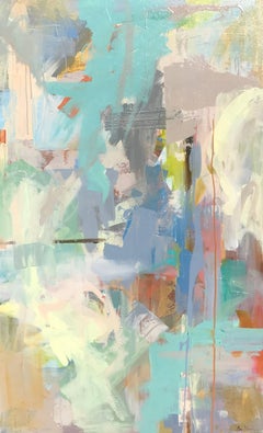 Mindful II, Vertical Abstract Acrylic and Ink on Canvas Painting