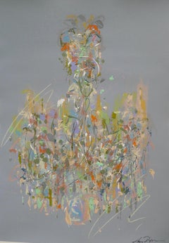 Neutre harmonie par Amy Dixon, peinture abstraite de lustre encadrée sur papier