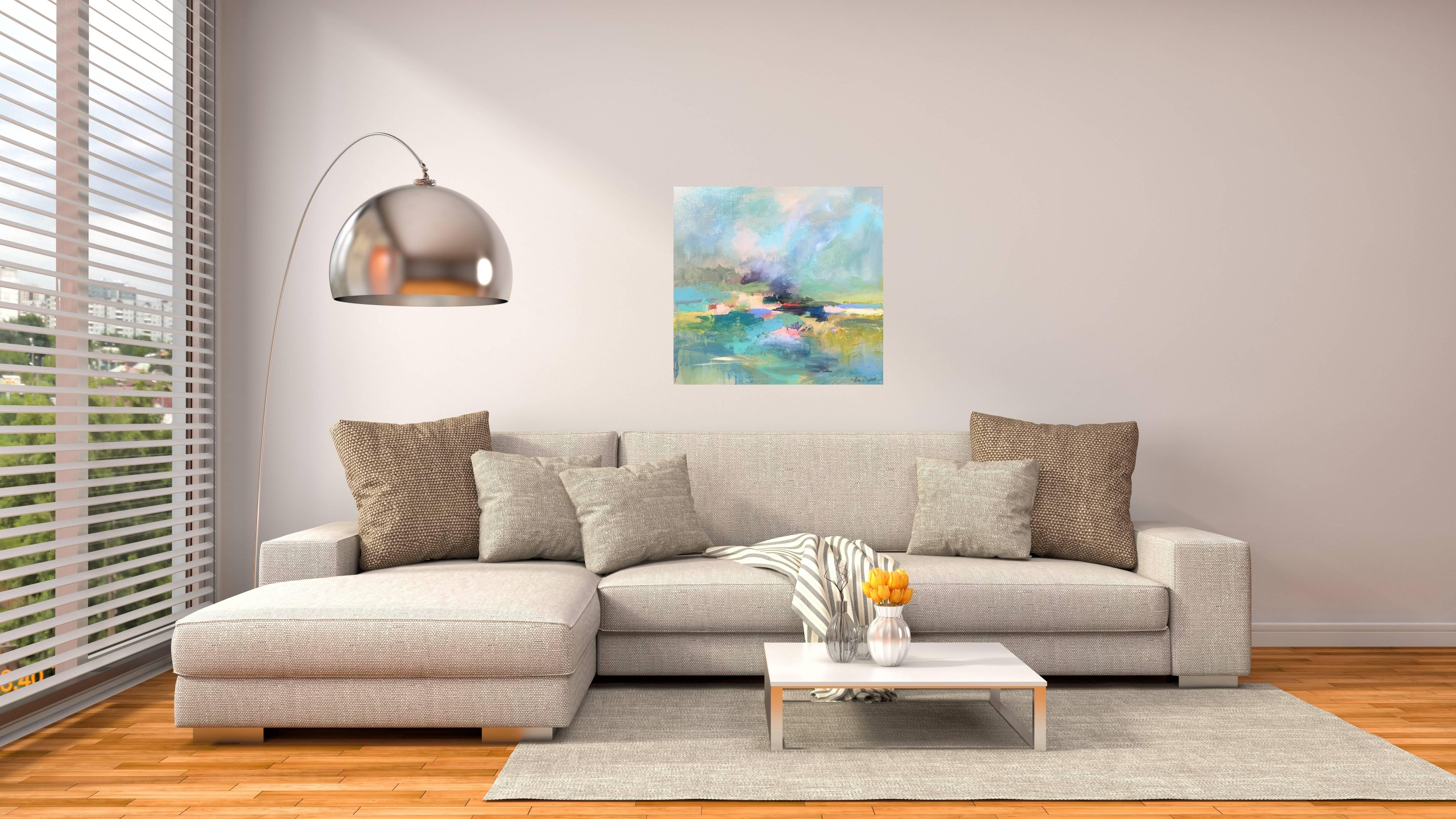 'On A Clear Day No. 2' Medium Square Acrylic on Canvas Abstract Painting 1