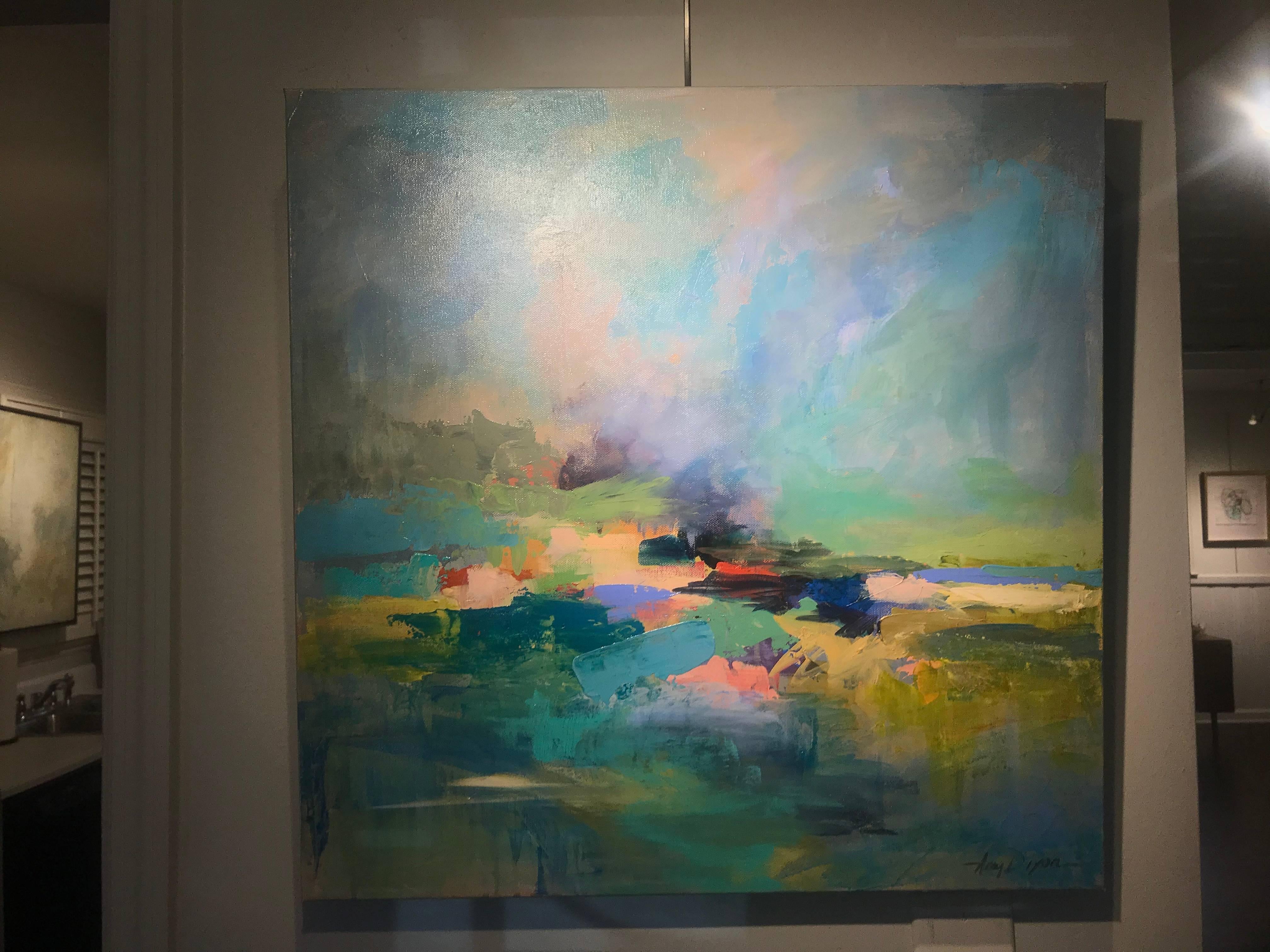 'On A Clear Day No. 2' Medium Square Acrylic on Canvas Abstract Painting 2