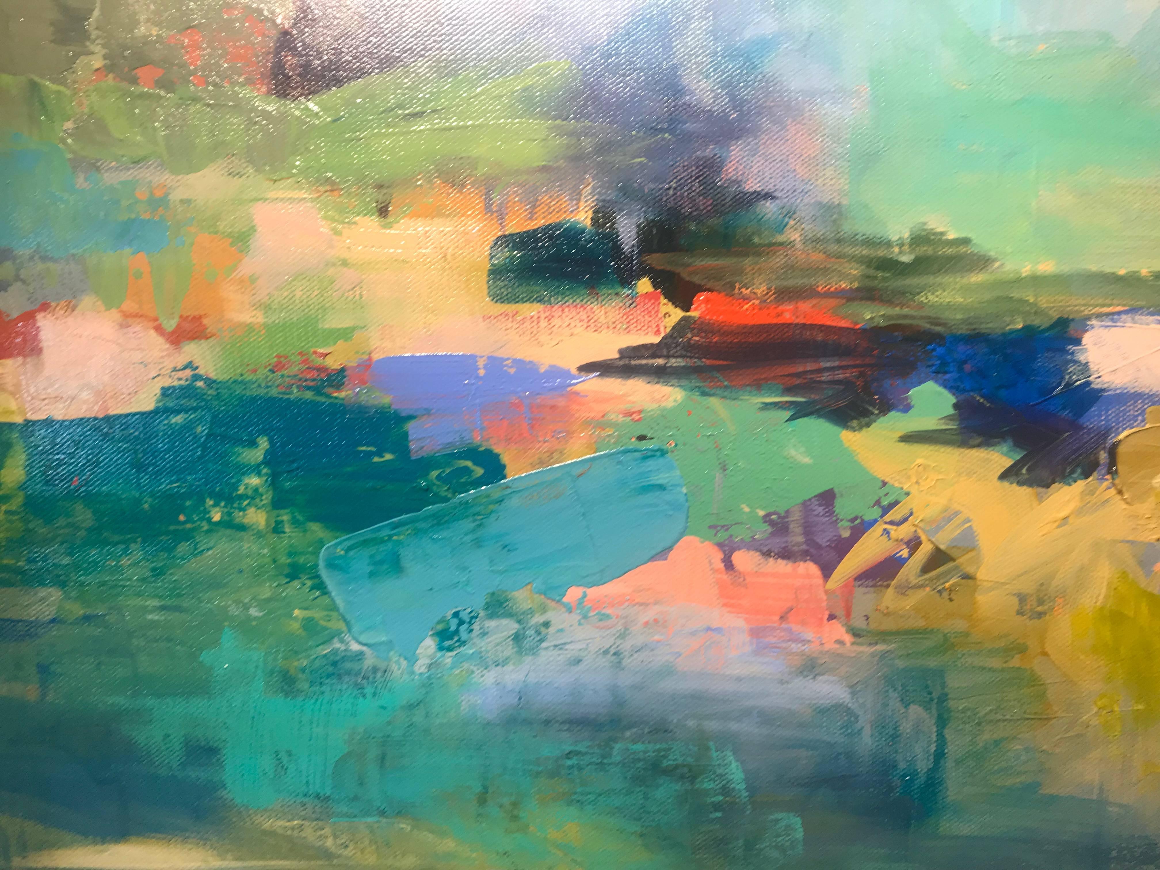 'On A Clear Day No. 2' Medium Square Acrylic on Canvas Abstract Painting 3