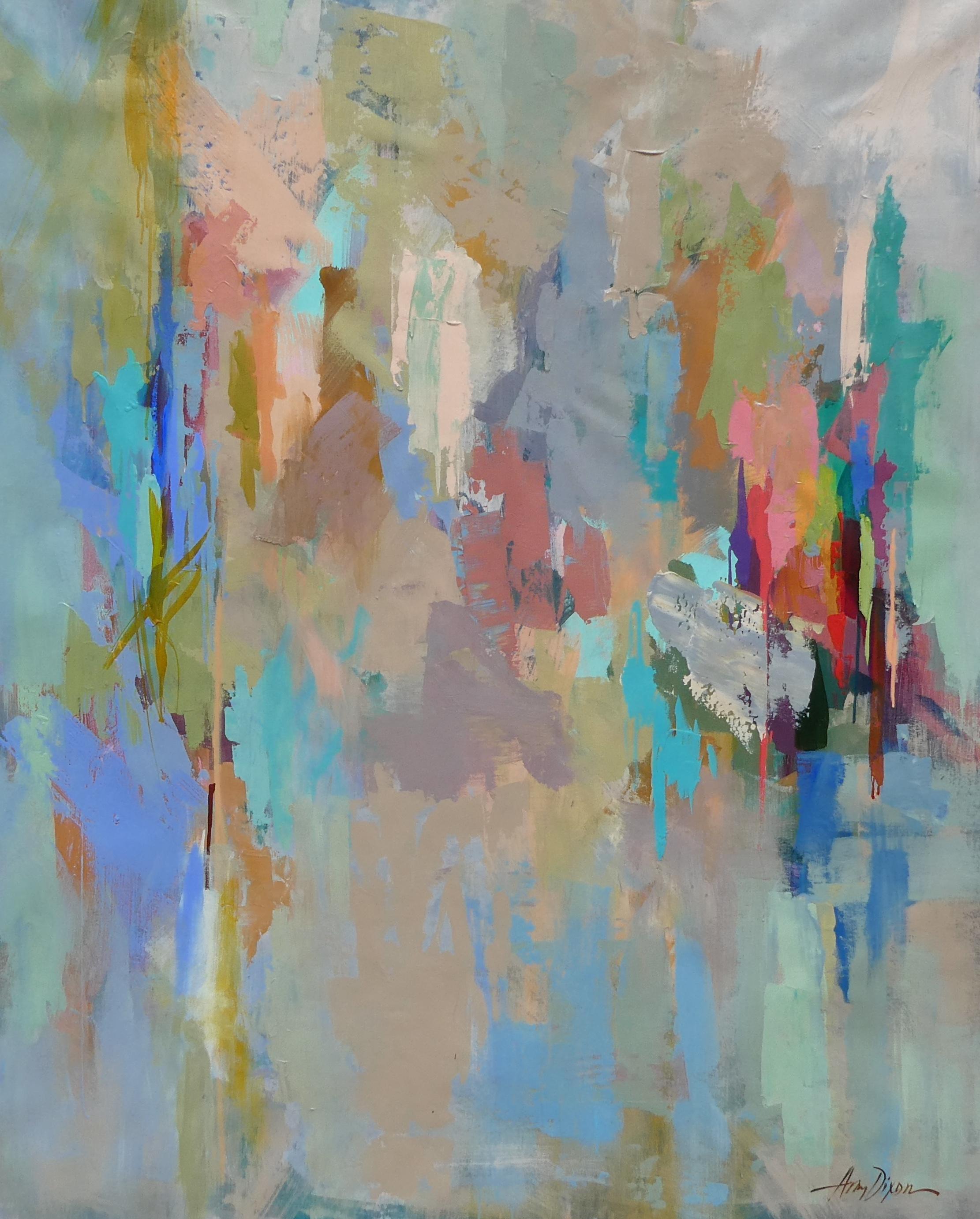 Rainfall by Amy Dixon, Abstract Large Vertical Canvas Painting