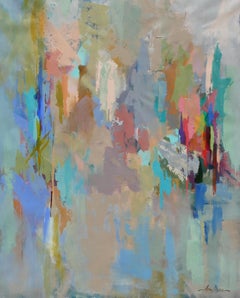 Rainfall by Amy Dixon, Abstract Large Vertical Canvas Painting