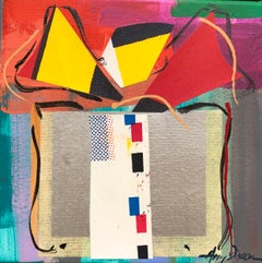 Sussie I by Amy Dixon, small square abstract present painting on canvas