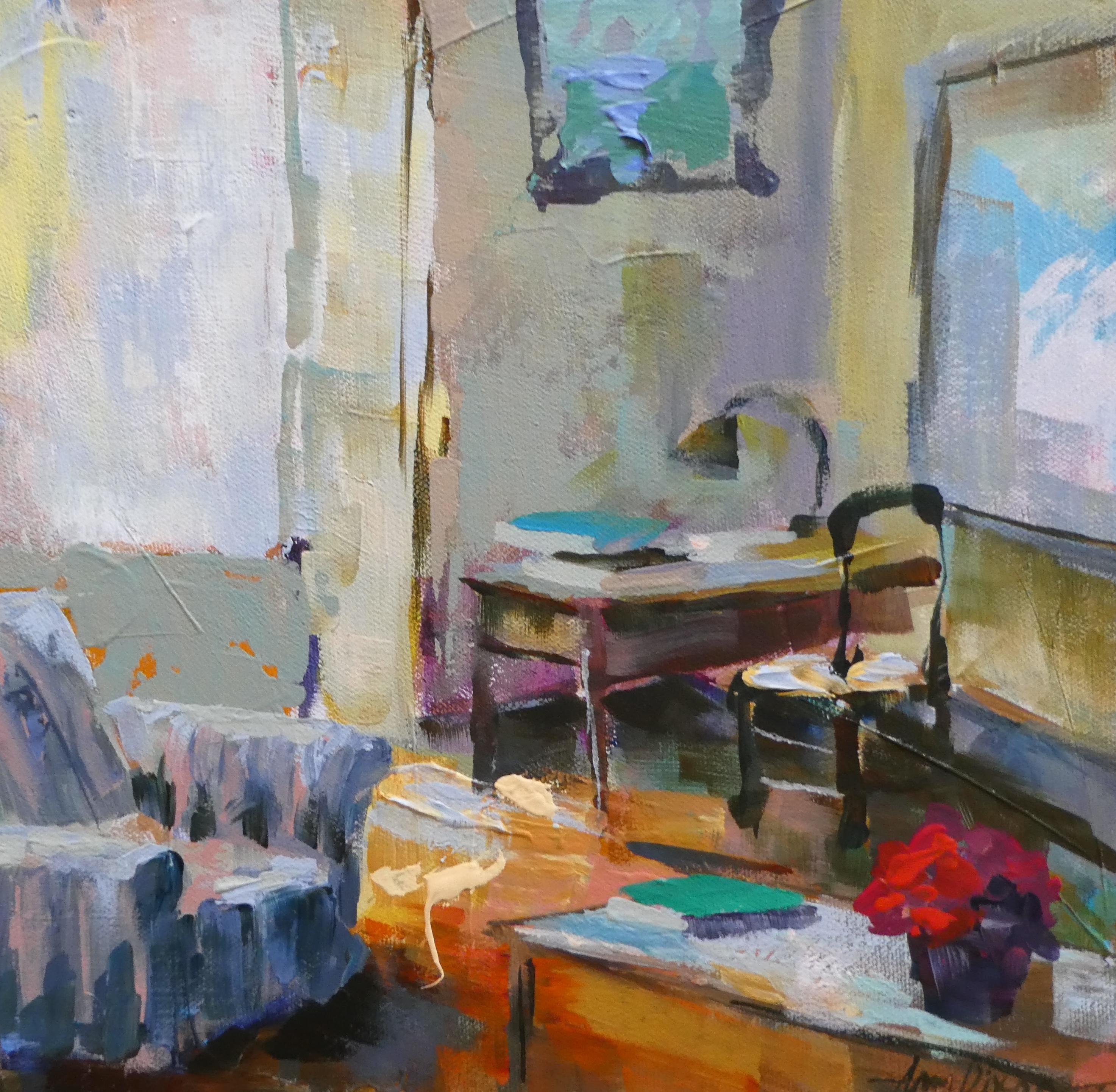 "El rincón de la escritura" de Amy Dixon - Pintura original abstracta de interior, Técnica mixta sobre lienzo, 12x12 pulg.
Eleva tu espacio con El rincón de la escritura, una cautivadora pintura de técnica mixta de 12x12 pulgadas de la artista