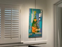 Nature morte abstraite, peinture à l'acrylique sur toile Veuve Art Collage d'Amy Dixon