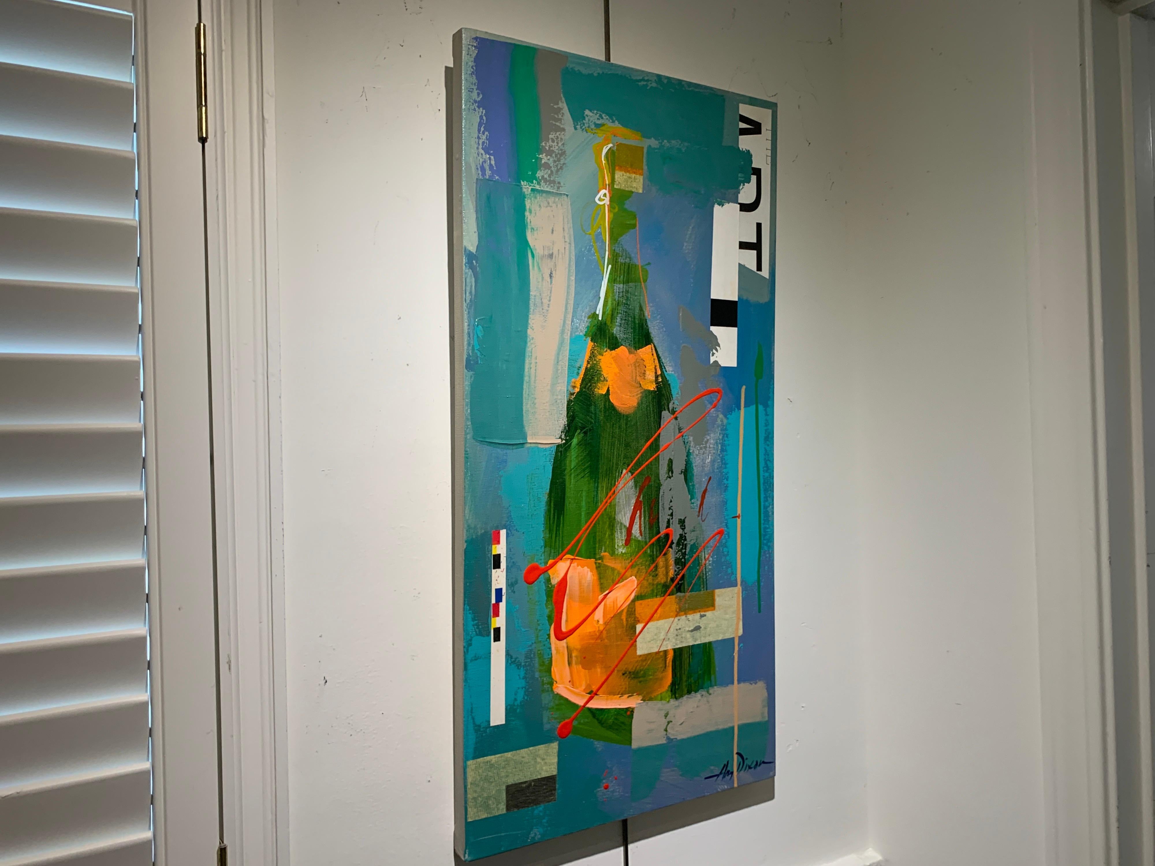 Veuve Art Collage by Amy Dixon, Abstract Still Life Acrylic on Canvas Painting For Sale 2