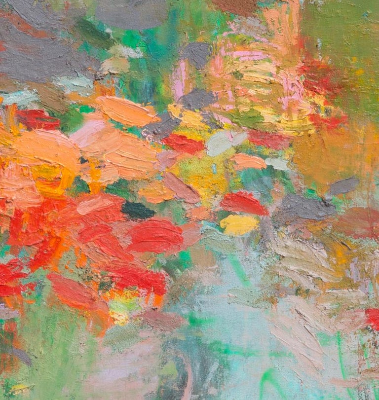 Amy Donaldson 'Into His Love', large abstract red and green oil painting, Painting For Sale at