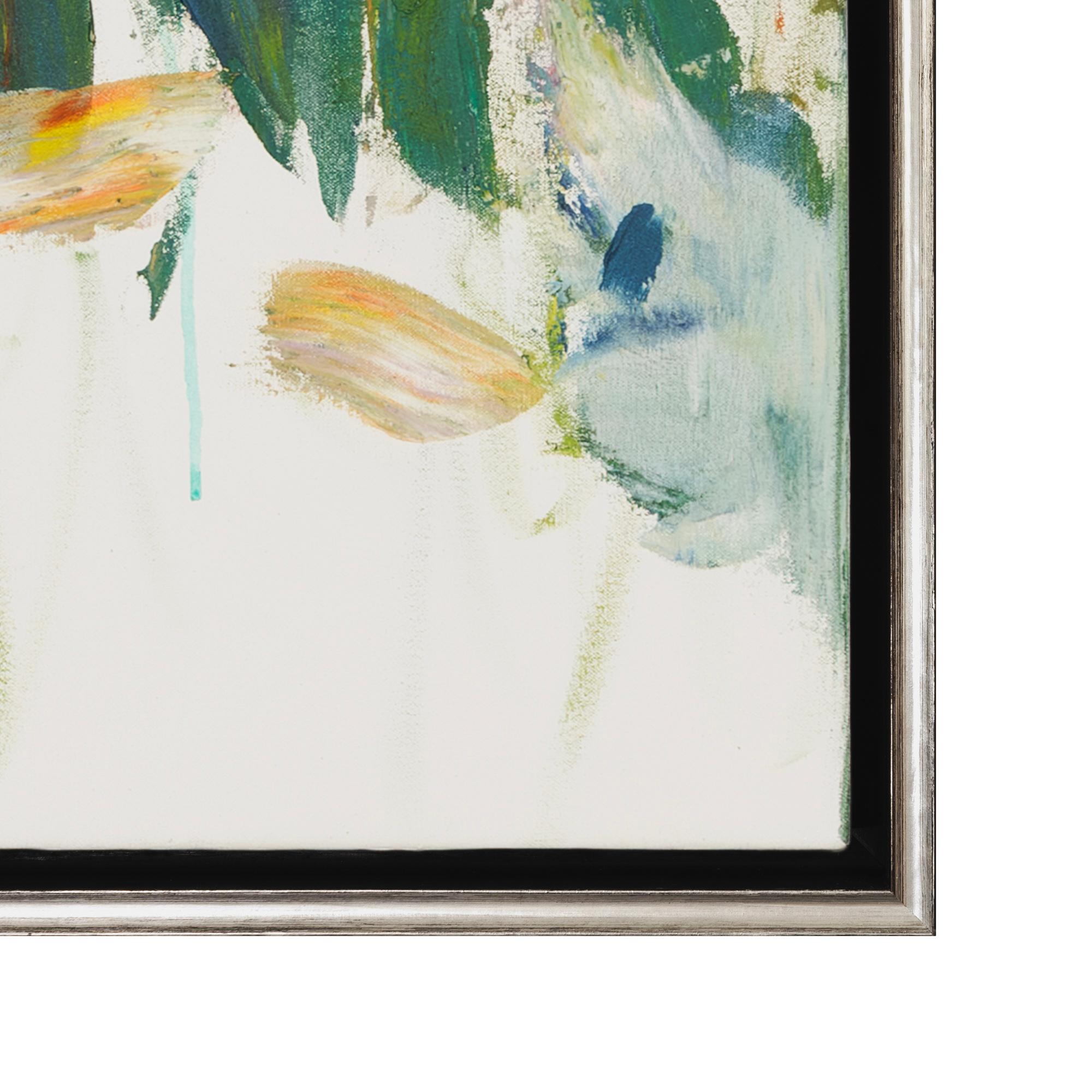 Pittura astratta contemporanea su tela con cornice 