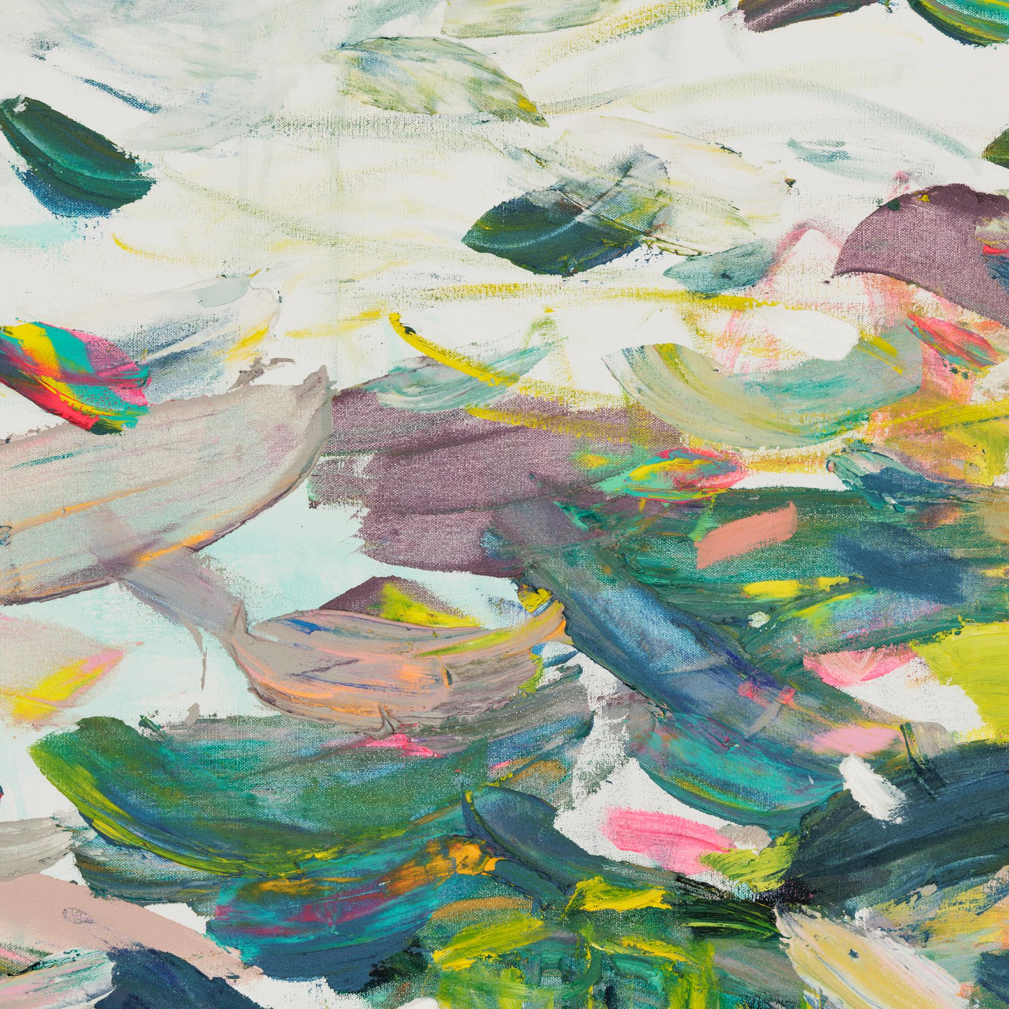 Pittura astratta contemporanea su tela con cornice 