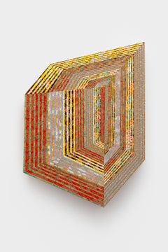 Escultura geométrica 'Abstracción de papel pintado sin título nº 46 (cuboide floral)'