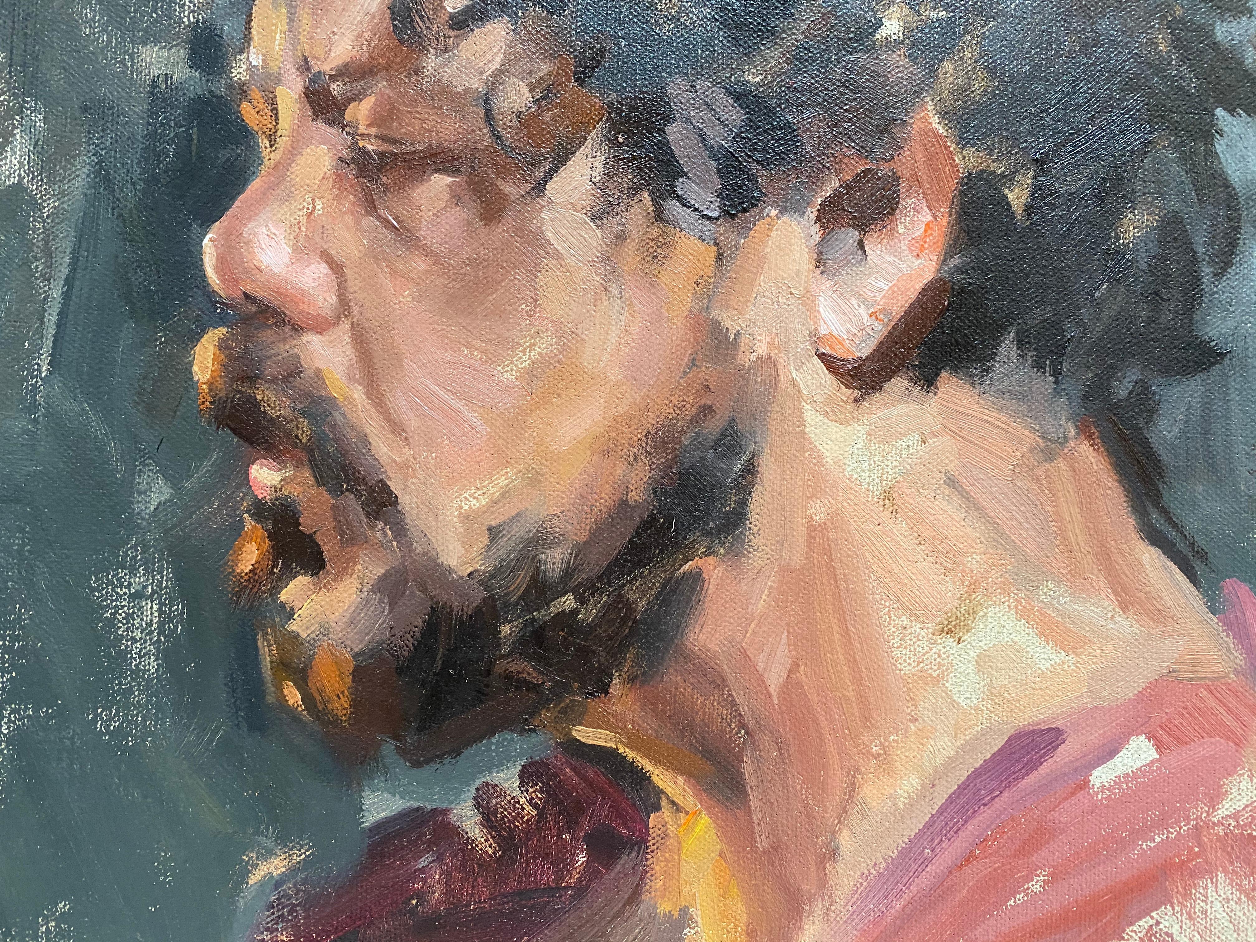 Ben Fenske - Gray Portrait Painting by Amy Florence