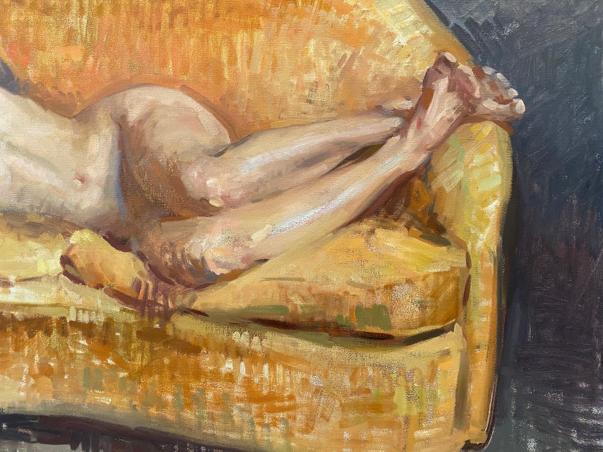 Florencia - Brown Nude Painting by Amy Florence