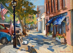 "Friday Morning in Sag Harbor" small village Main Street painted en plein air