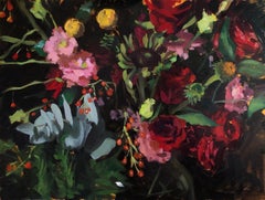 "Grace and Thorn Flowers" An eye-catching oil painting of multi-colored flowers