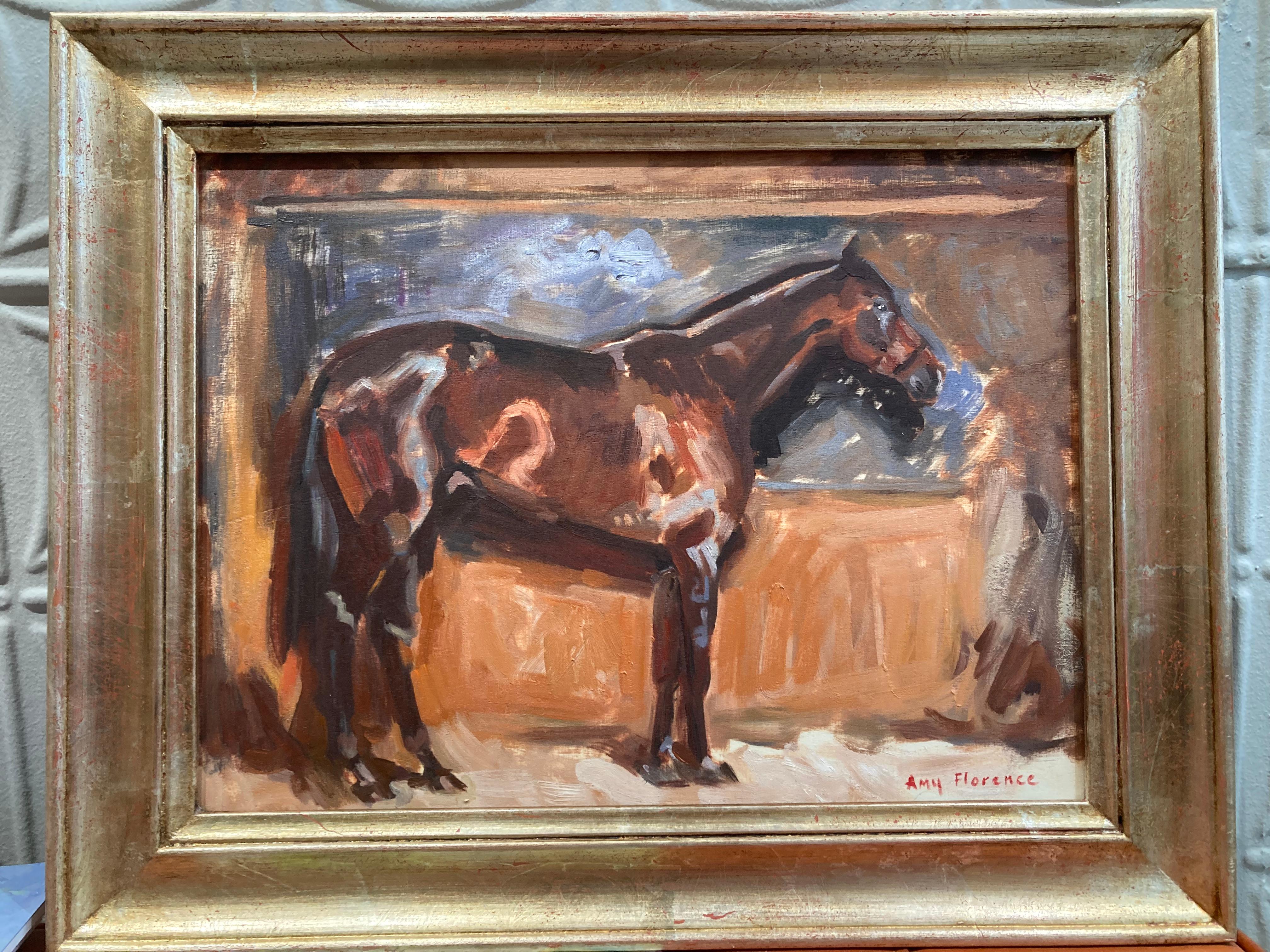 “Horse Sketch 1” oil painting, equine study after Alfred James Munnings, signed - Painting by Amy Florence