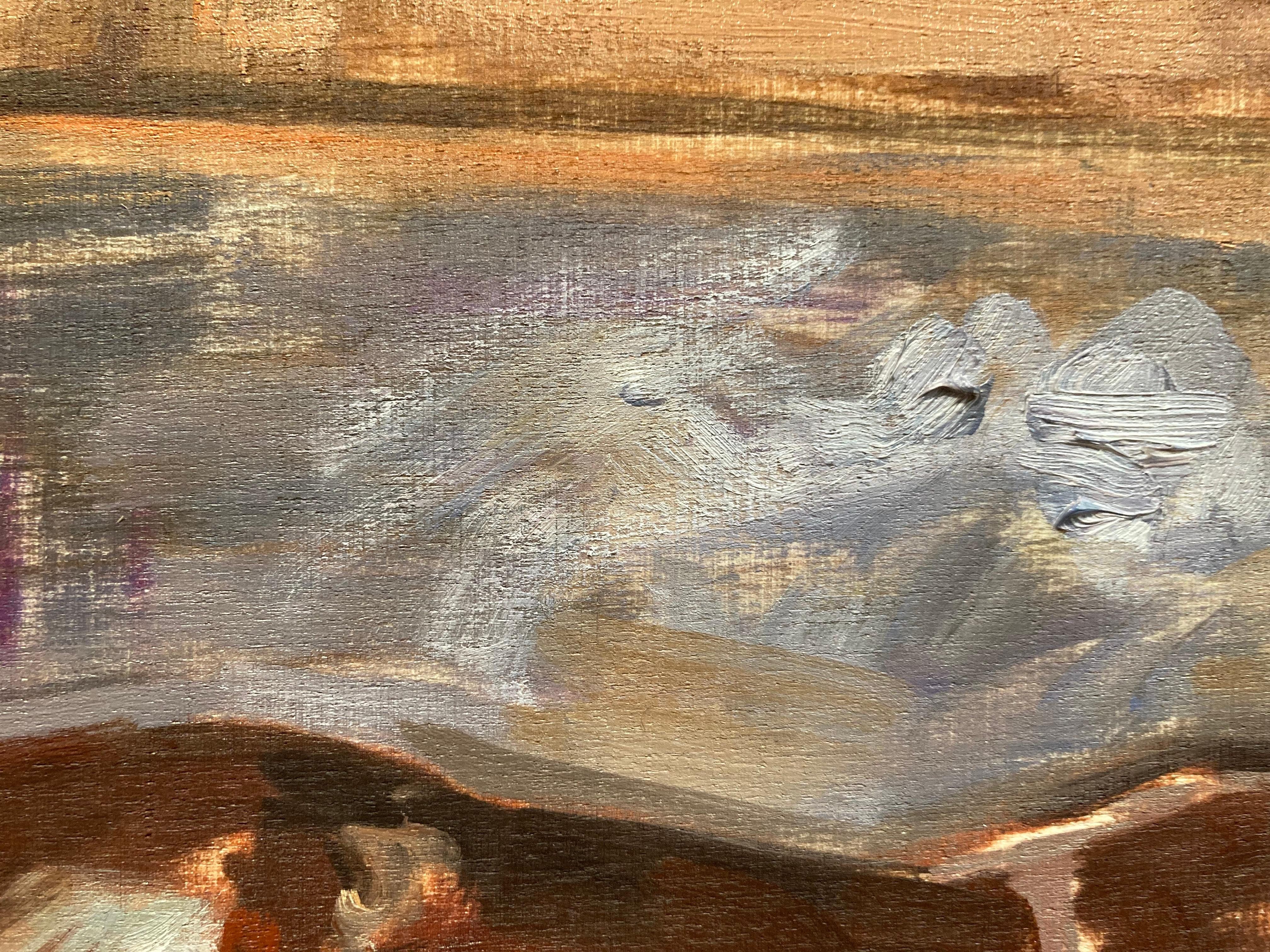 An oil painting by Amy Florence (b. 1989, England)

Horses have been depicted by artists since the prehistoric caves of Lascaux; the imposing four-legged animal served as a symbol of man’s dominance over the environment.  Horses have also served as