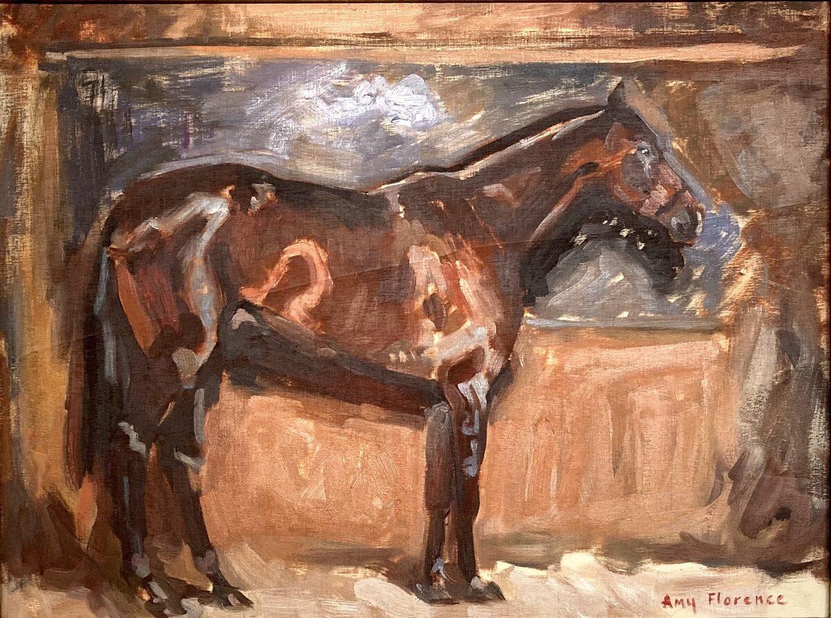 “Horse Sketch 1” oil painting, equine study after Alfred James Munnings, signed