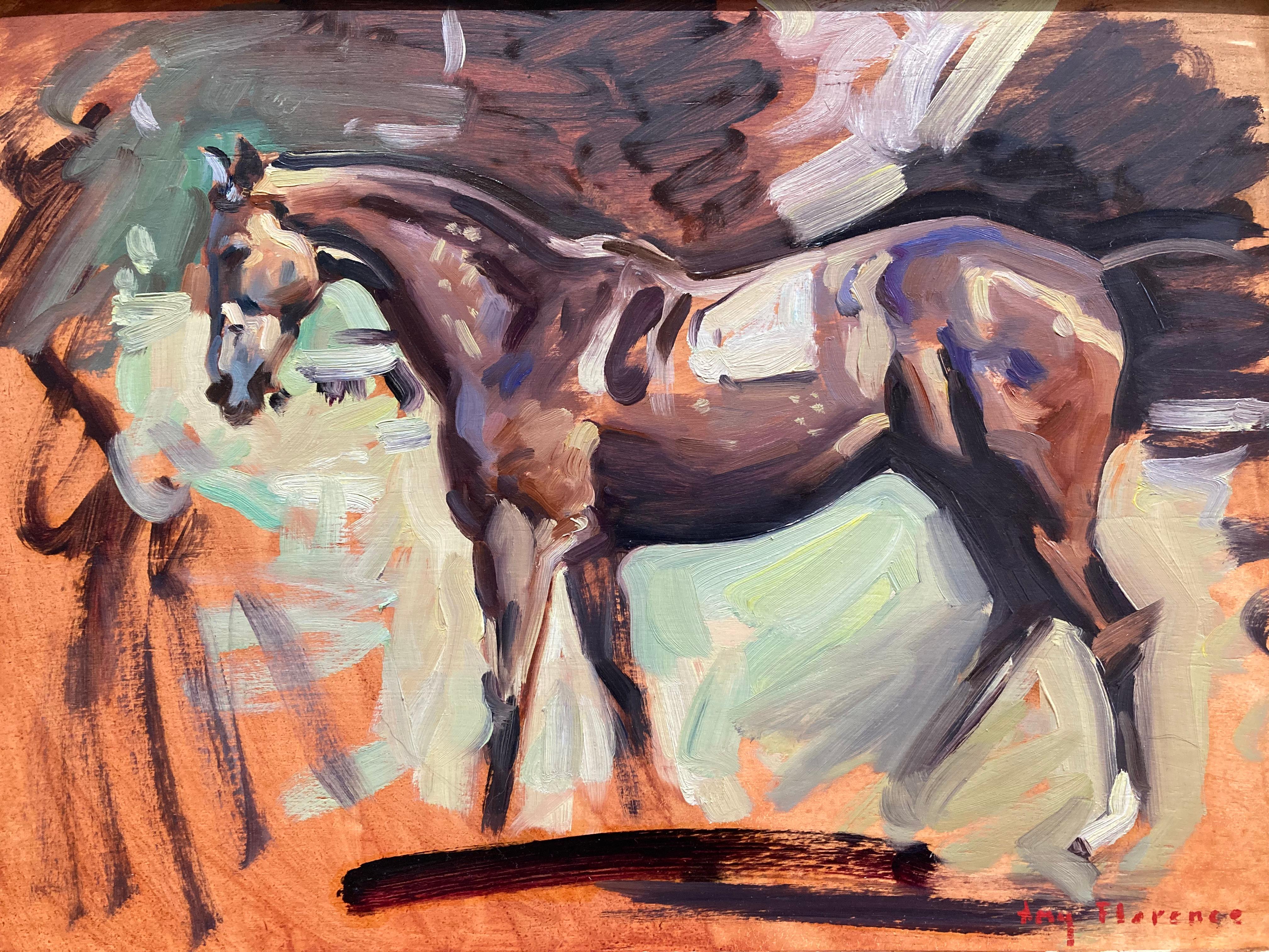 Amy Florence Interior Painting - "Horse Sketch 2" study of an Alfred Munnings painting, brown and earth tones
