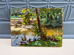 "Lily Pond Sketch" Oil Painting, Impressionist Landscape, w frame options, 2019