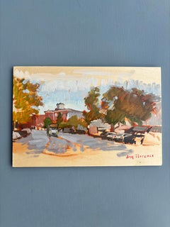 "Looking Down Main Street" oil painting of Village of Sag Harbor, study sketch