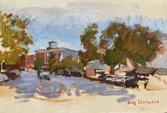 "Looking Down Main Street" oil painting of Village of Sag Harbor, study sketch
