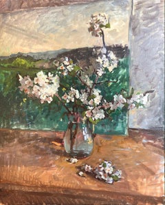 "Pear Blossom" Impressionist still life by female artist