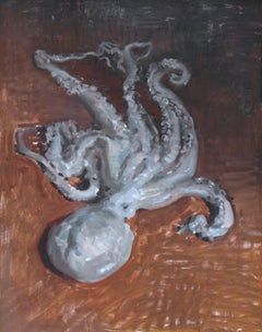 "Polpo" 2018 Óleo, estudio del pulpo, pintor realista impresionista inglés