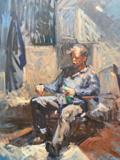 "Portrait of Ben" Oil Painting, Contemporary Style, 27.5 x 31.5 Inches, framed