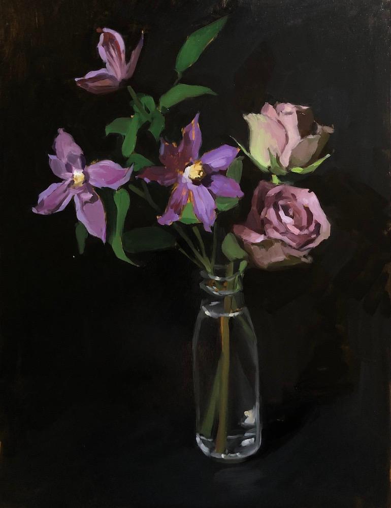 Amy Florence Still-Life Painting - Purple Flowers 