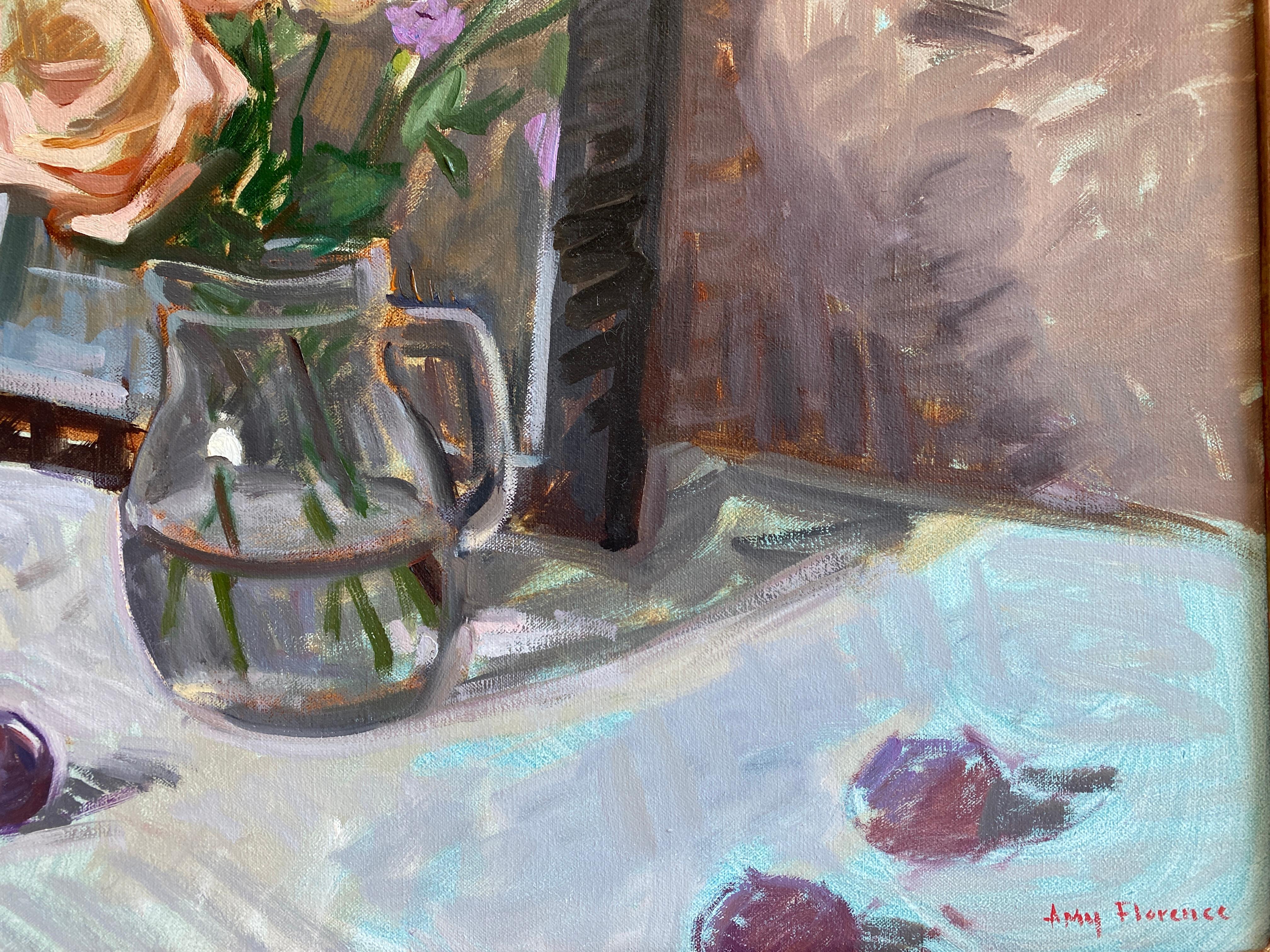 A classic Amy Florence still life with broad impressionist strokes creating an inviting space that makes you want to enter into her world.

Framed Dimensions: 33.6 x 41.4 inches

Artist Bio:
Amy Florence is a London born artist working out of her
