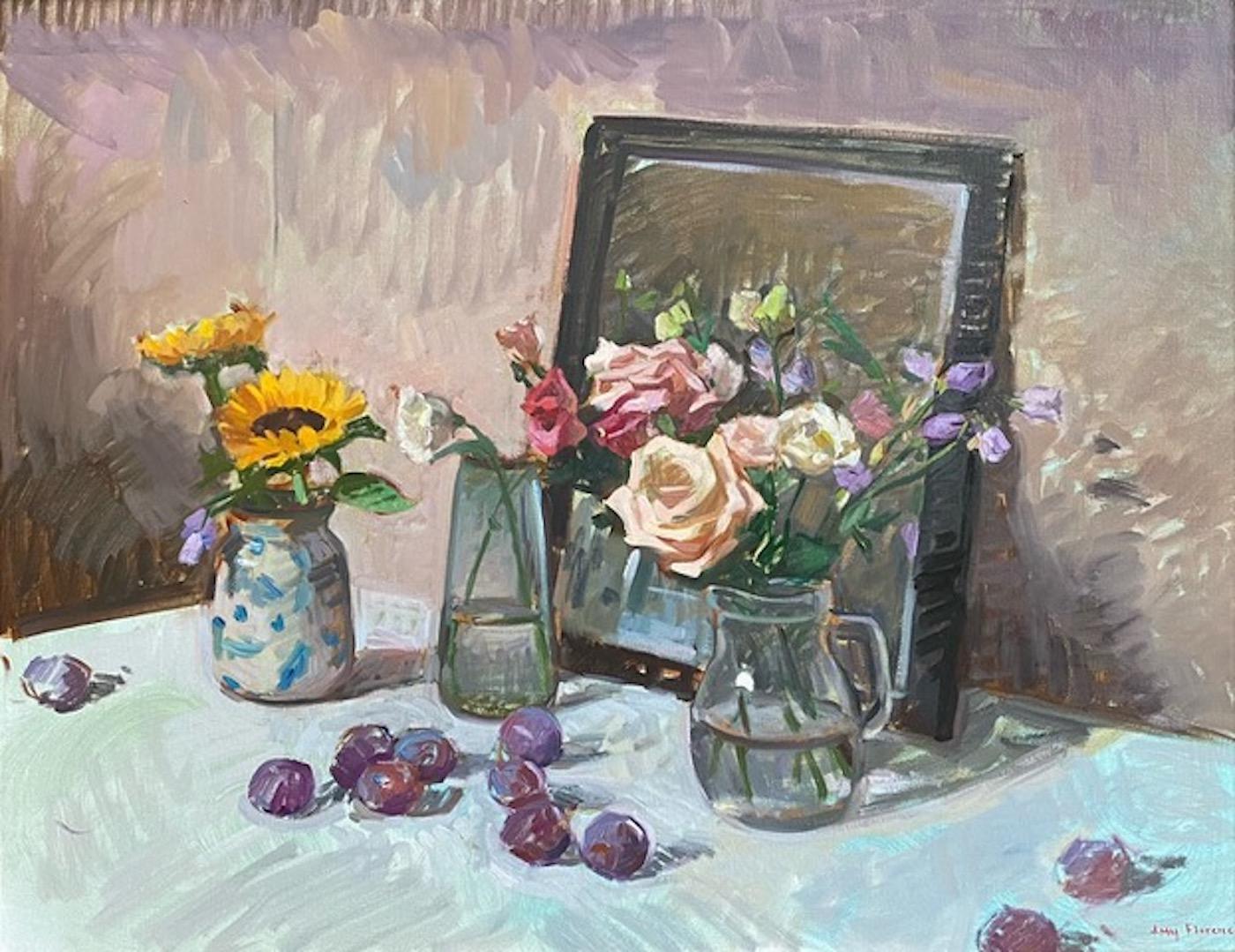 Still-Life Painting Amy Florence - Roses et prunes