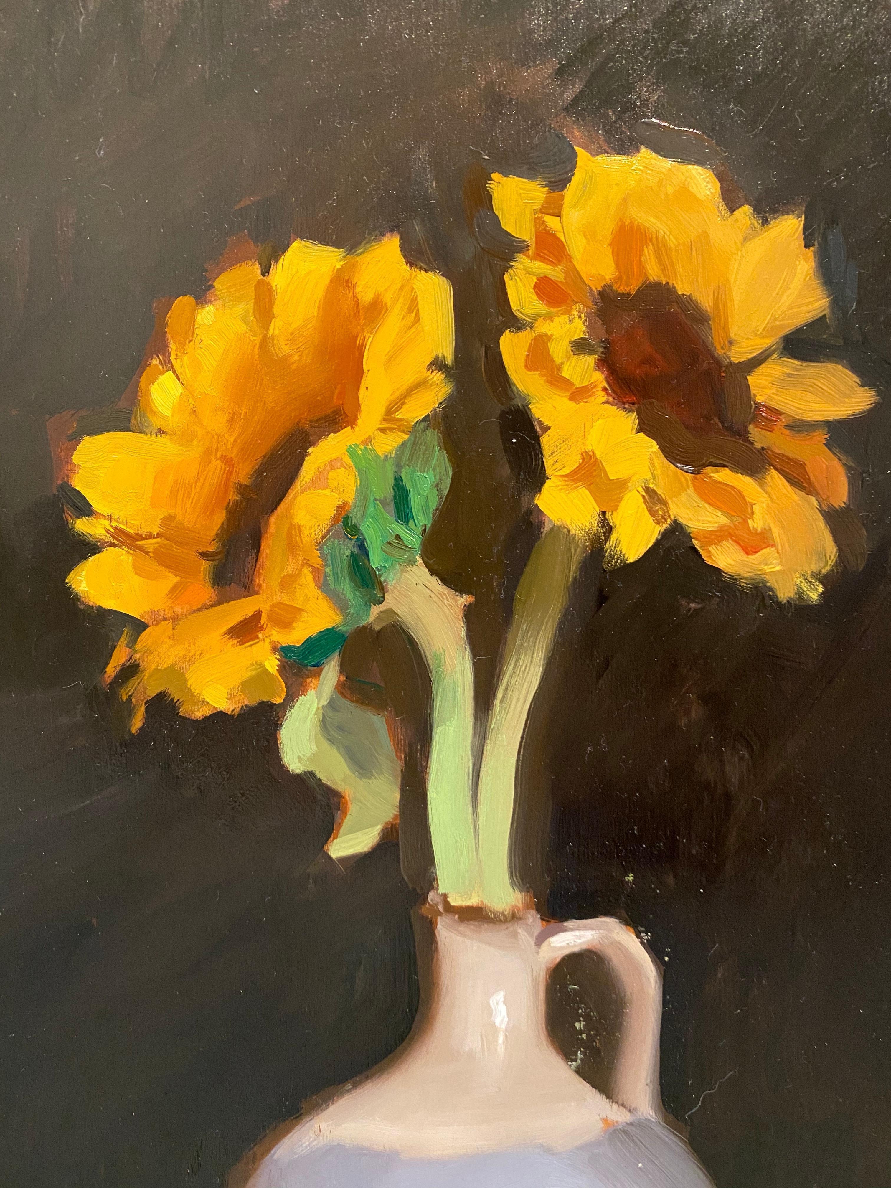 Sunflowers - Black Interior Painting by Amy Florence