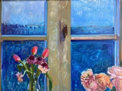 "Twilight in Tavarnelle" bright contemporary impressionist still life, Florence