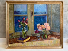 "Twilight in Tavarnelle" Contemporary Impressionist Still Life Flowers, Framed