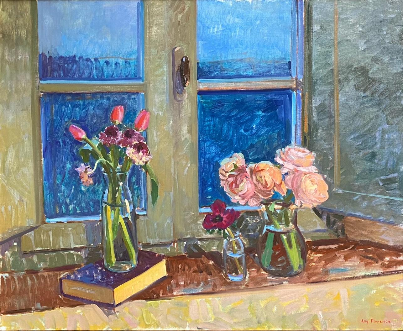 Amy Florence Interior Painting - "Twilight in Tavarnelle" bright contemporary impressionist still life, Florence