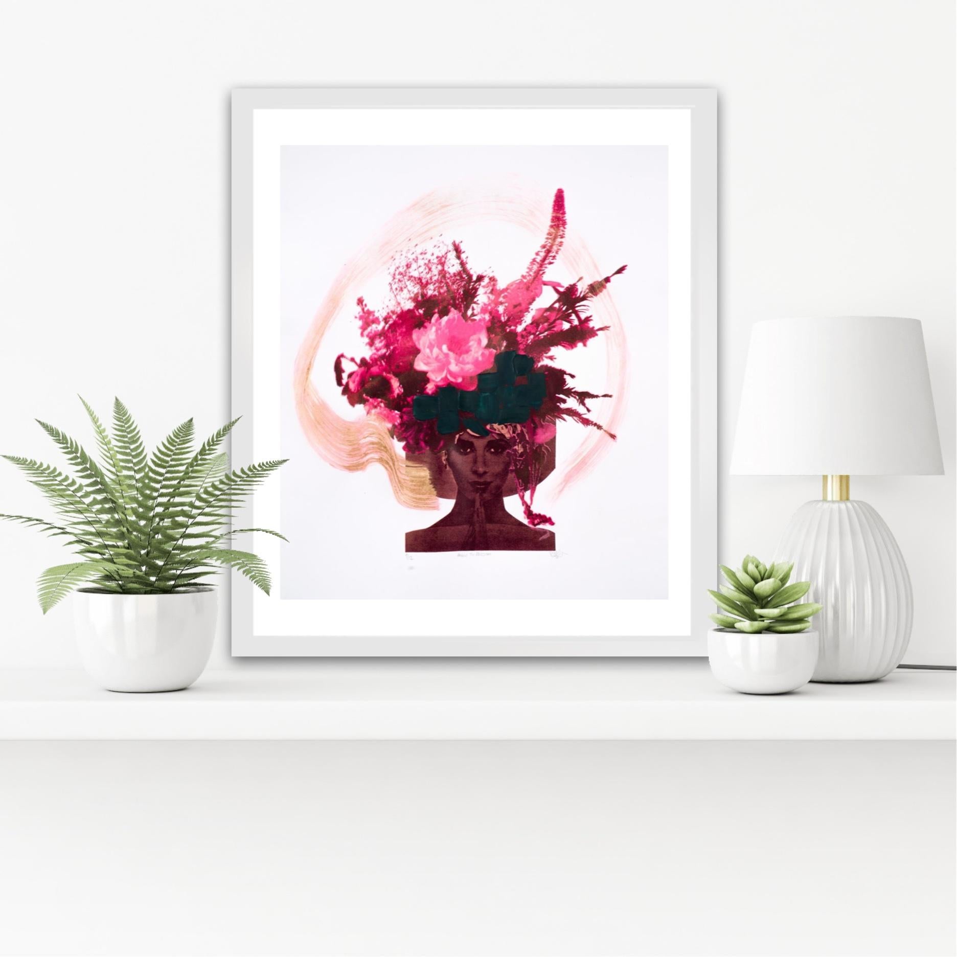 Grace to Blossom - Gray Portrait Print by Amy Gardner