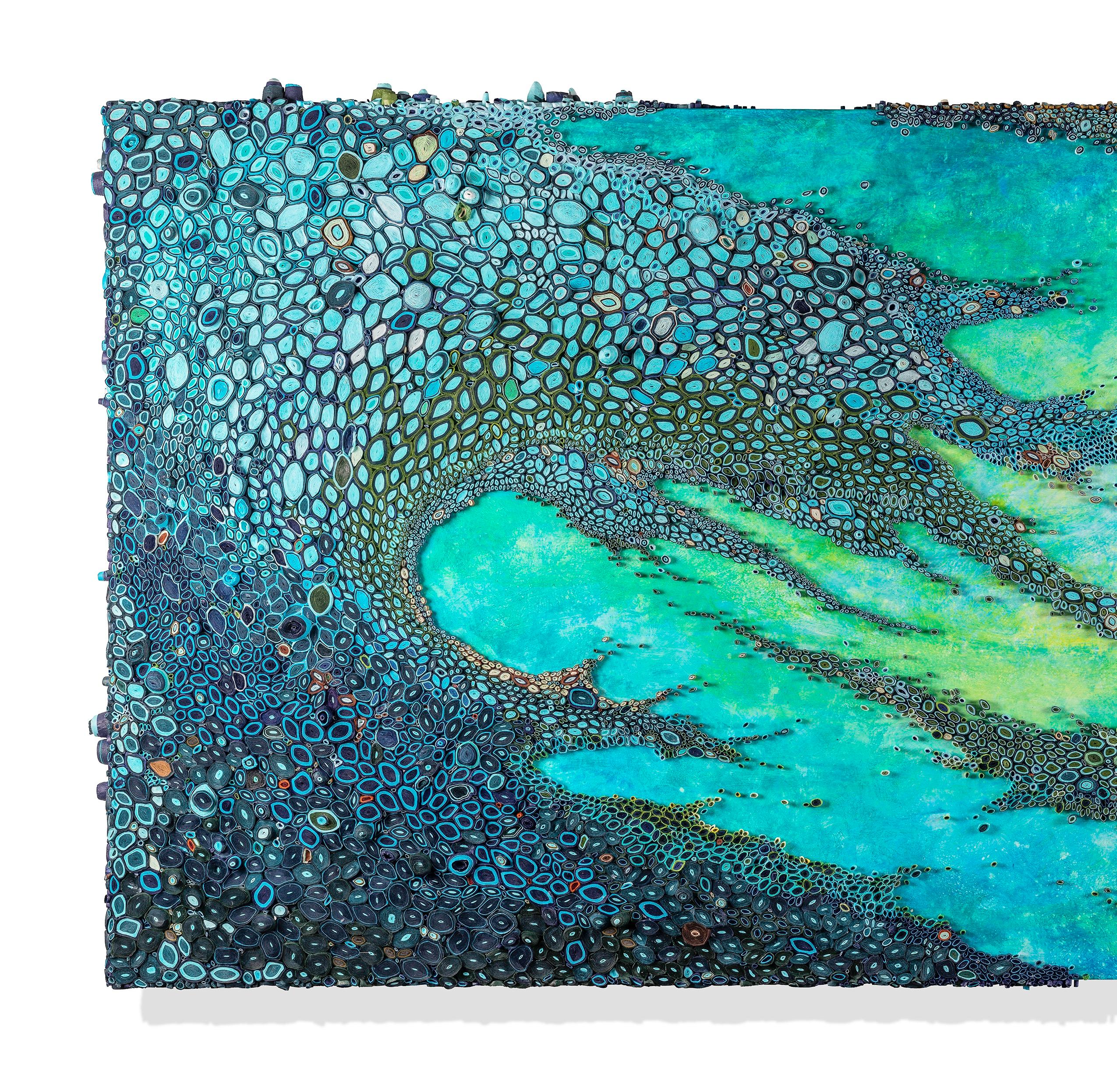 Mixed Media artist Amy Genser makes dimensional large scale paper pieces These colorful, textural, one-of-a-kind wall pieces embody movement and processes. She masterfully manipulates paper -- each piece being cut, rolled and stacked -- to mimic