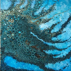 Boneyard, Water, Dimensional artwork, blue, framed, acrylic, quilling