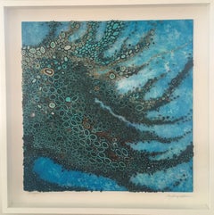 Boneyard, Water, Dimensional artwork, blue, framed, acrylic, quilling