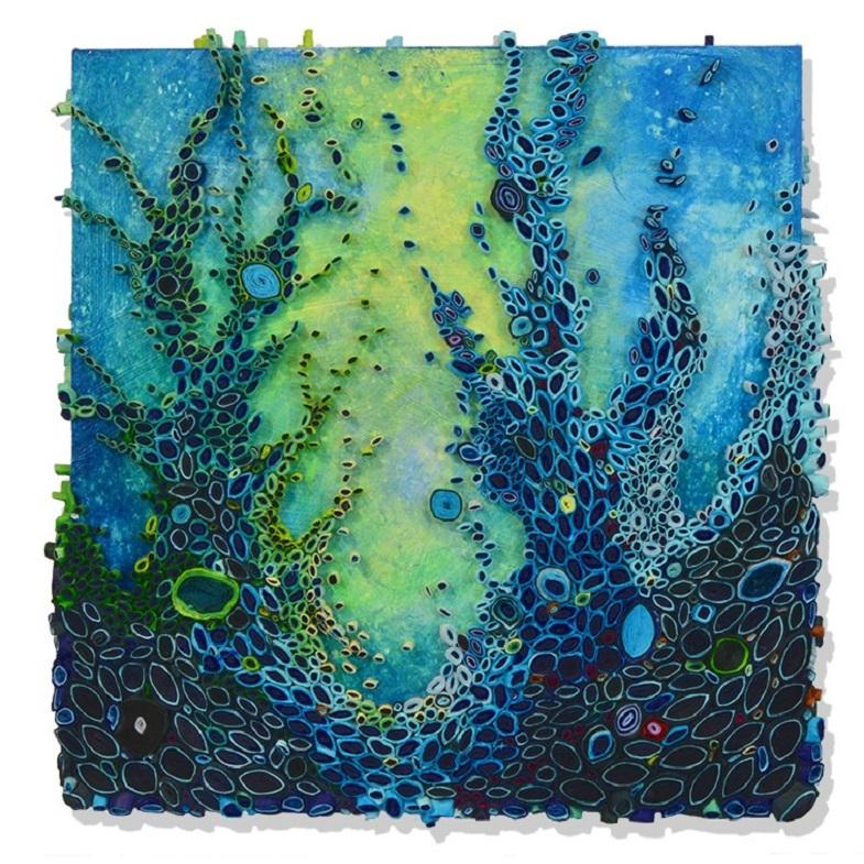 Emerge - contemporary modern organic sculpture painting relief