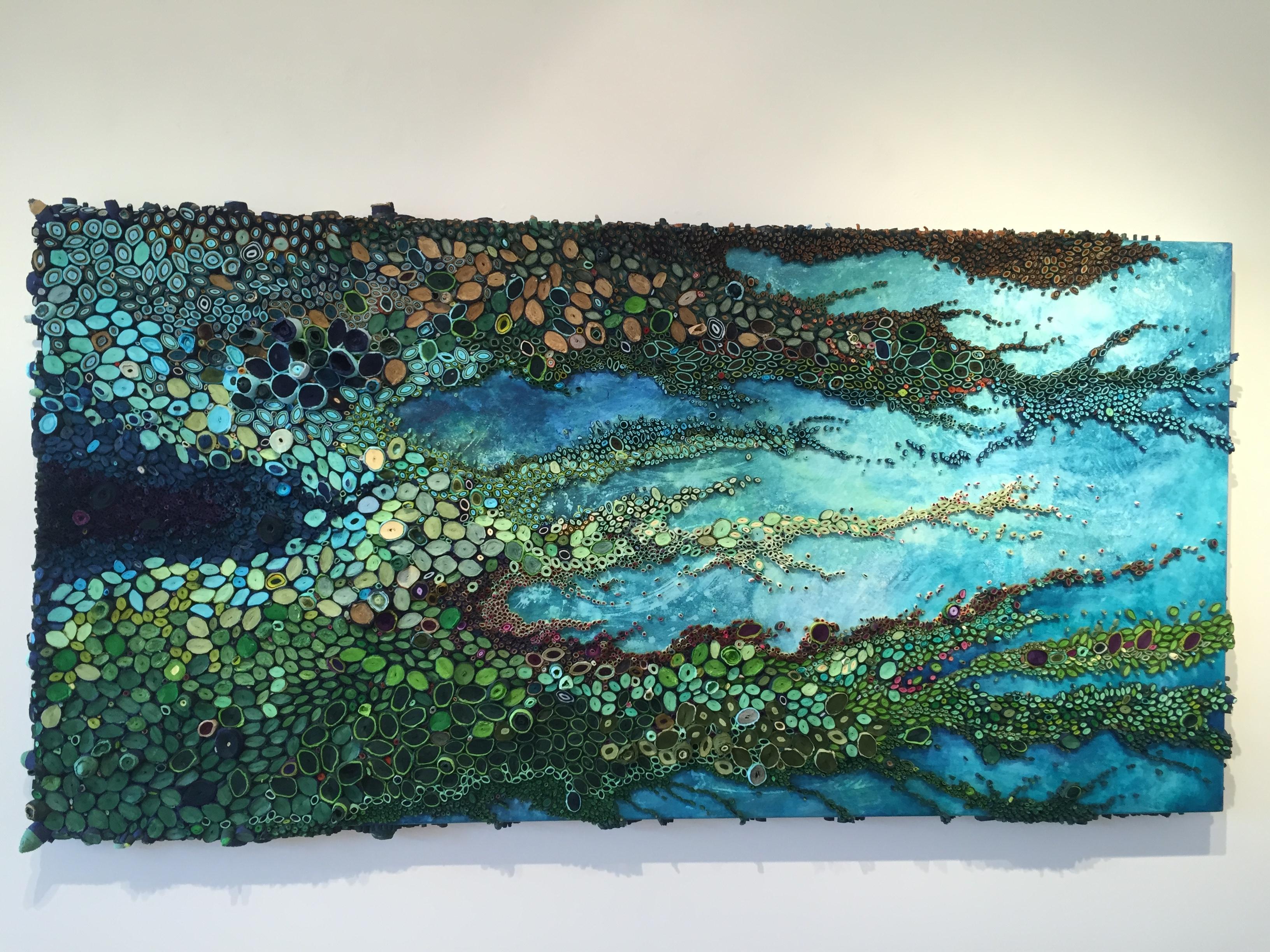 Jungle Boogie 3dimensionales farbenfrohes, farbenfrohes Werk – Painting von Amy Genser