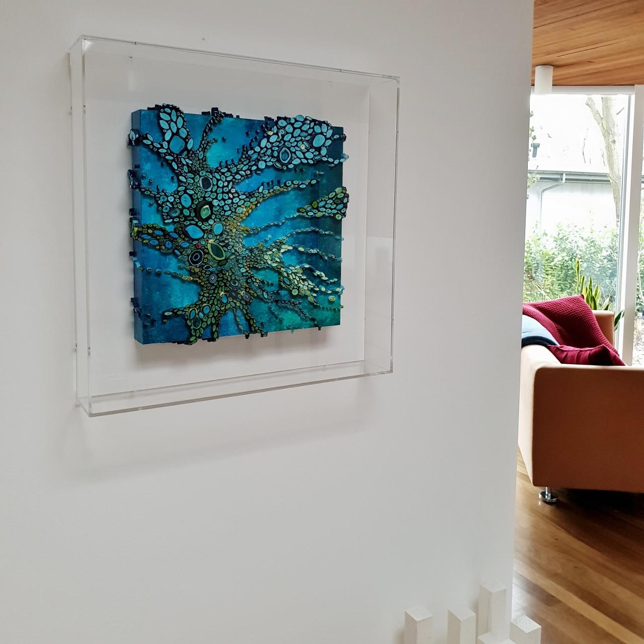 Sea Burst - contemporary modern organic sculpture painting relief - Painting by Amy Genser