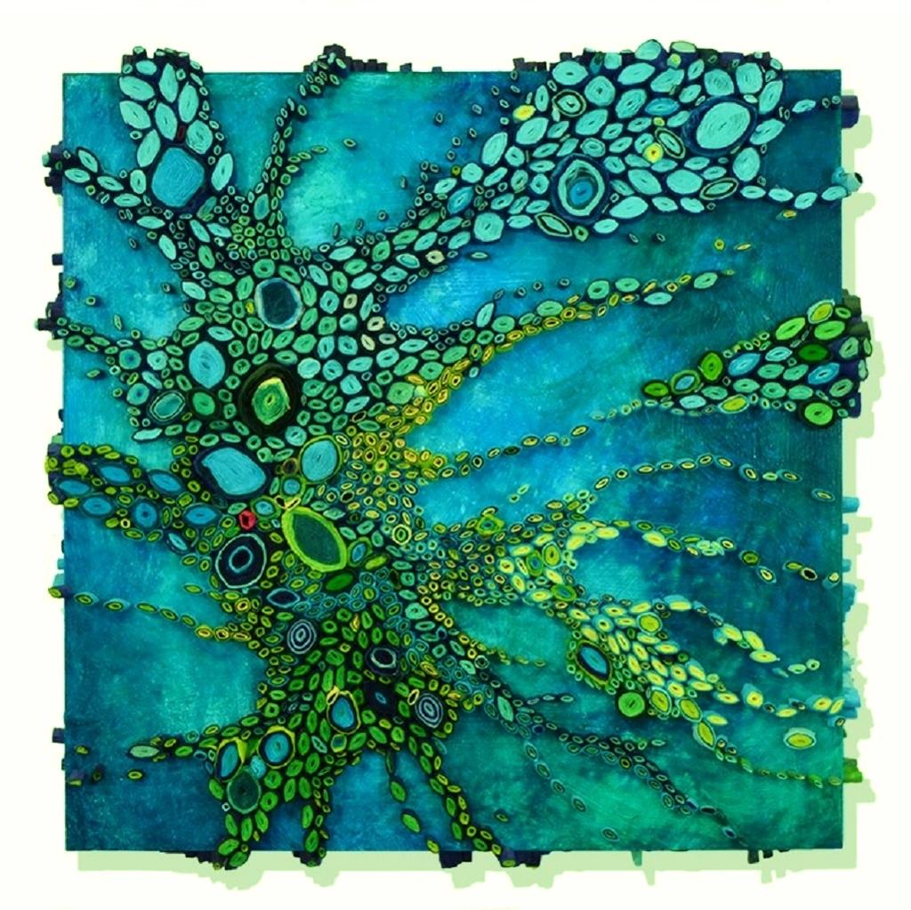 Amy Genser Abstract Painting - Sea Burst - contemporary modern organic sculpture painting relief