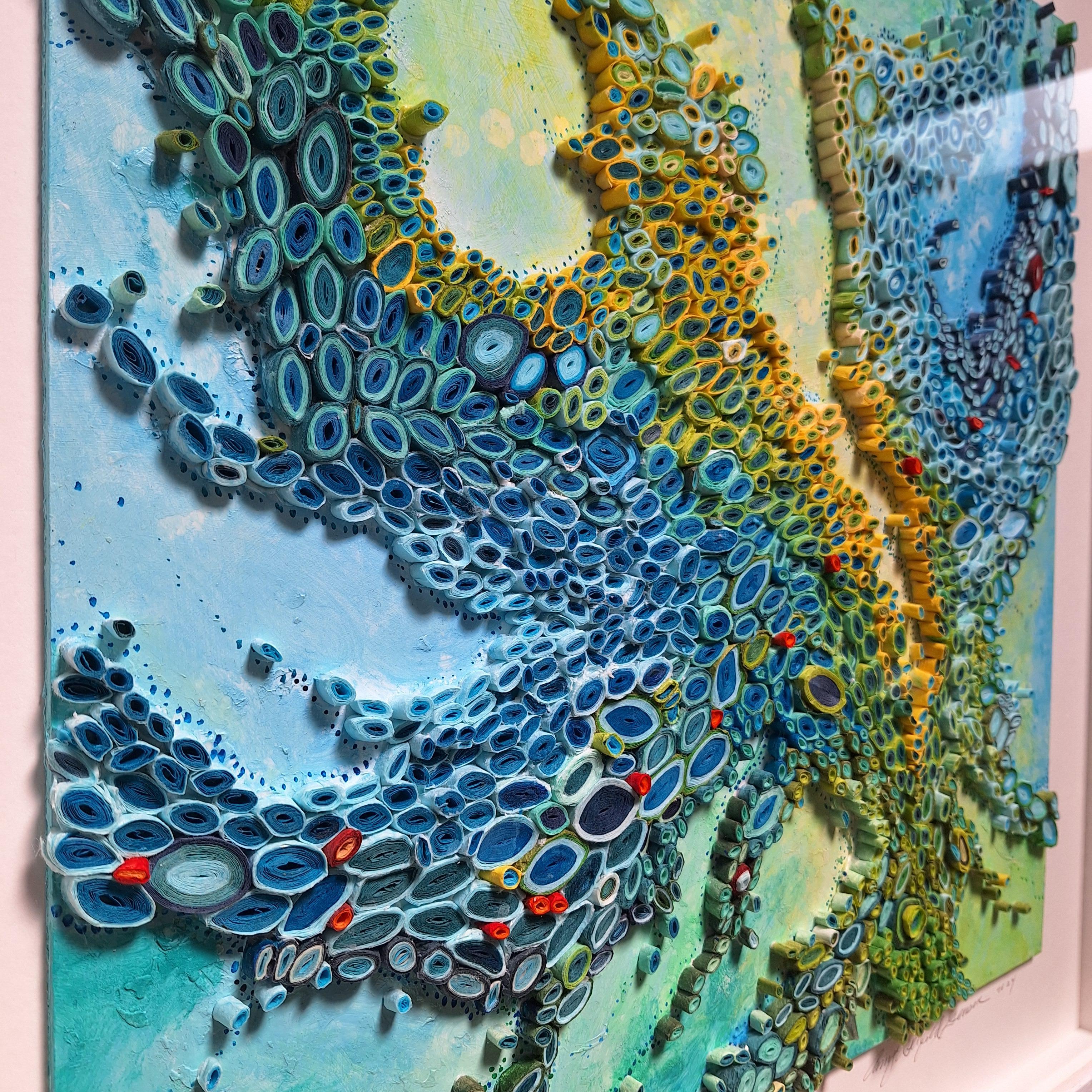 Sunshine on a Cloudy Day #2 - zeitgenössische organische Skulptur Malerei Relief (Zeitgenössisch), Painting, von Amy Genser