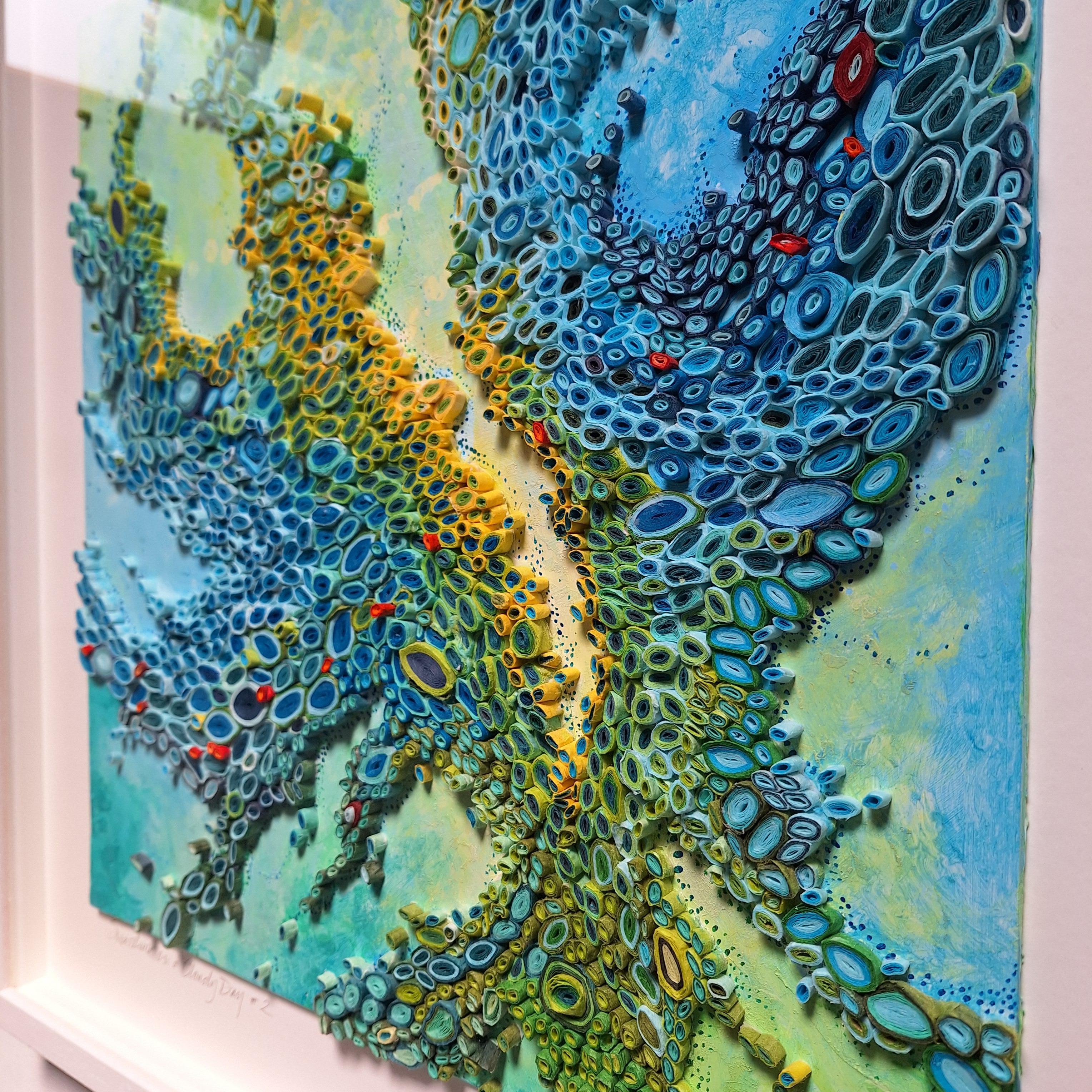 Sunshine on a Cloudy Day #2 - zeitgenössische organische Skulptur Malerei Relief (Grau), Abstract Painting, von Amy Genser