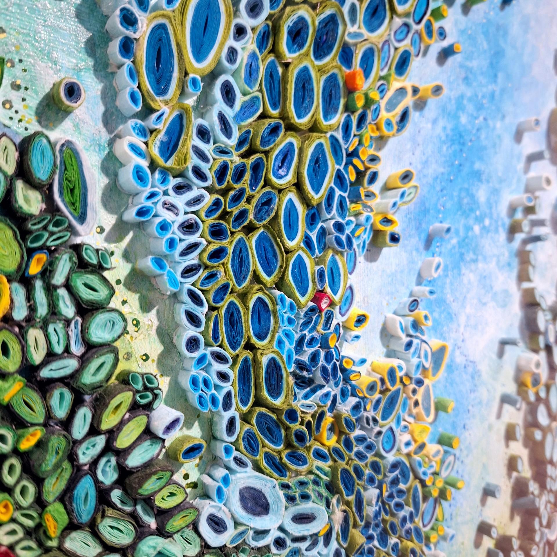 When in Doubt Go Blue #1 - scultura organica contemporanea moderna che dipinge in rilievo 2