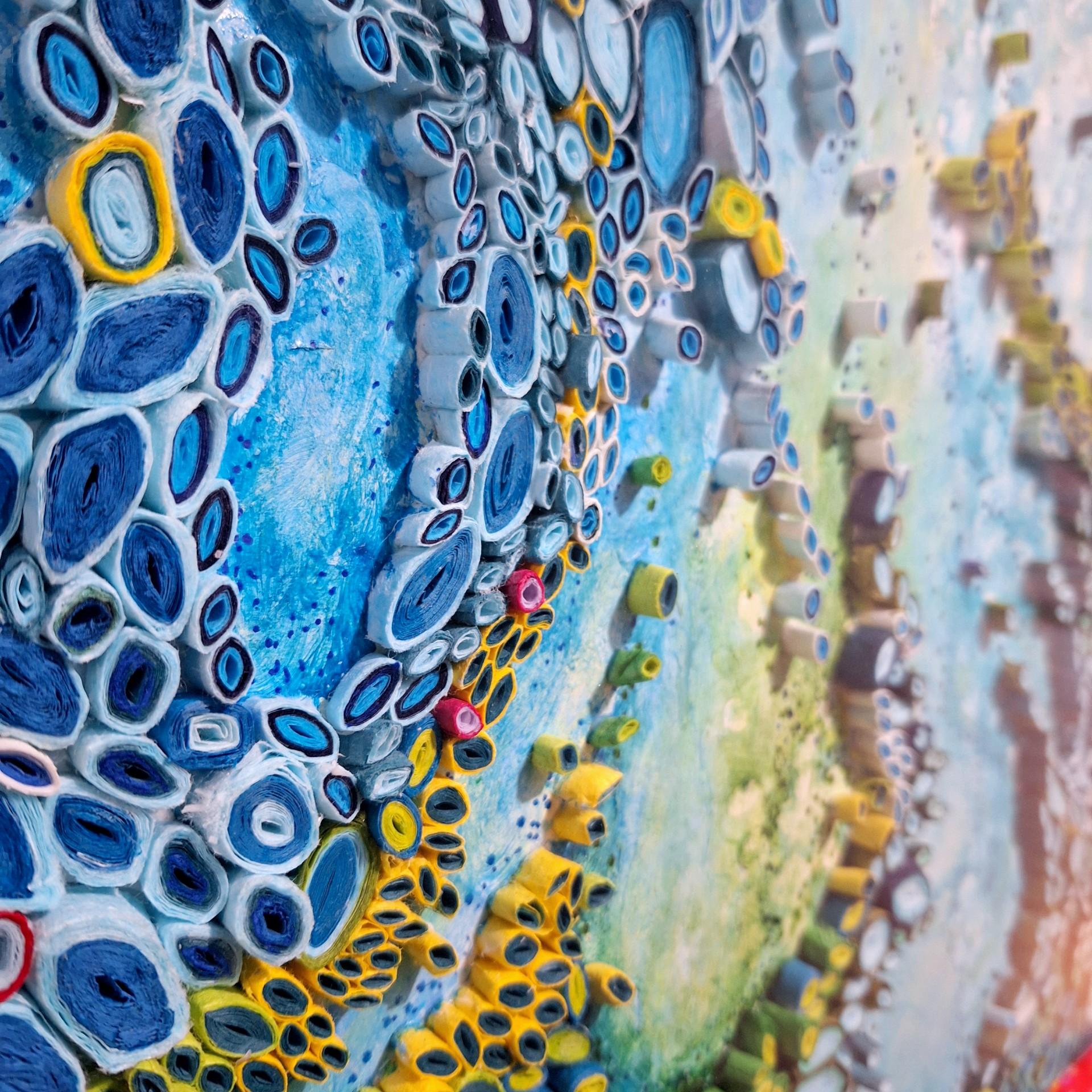When in Doubt Go Blue #2 - scultura organica contemporanea moderna che dipinge in rilievo 2