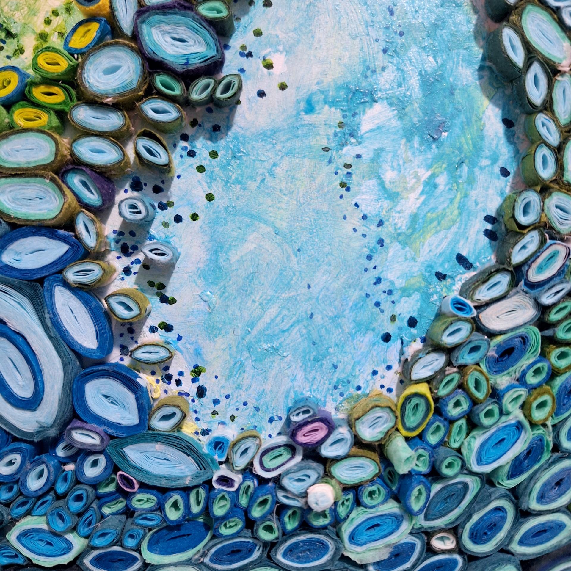 When in Doubt Go Blue #2 - scultura organica contemporanea moderna che dipinge in rilievo 3